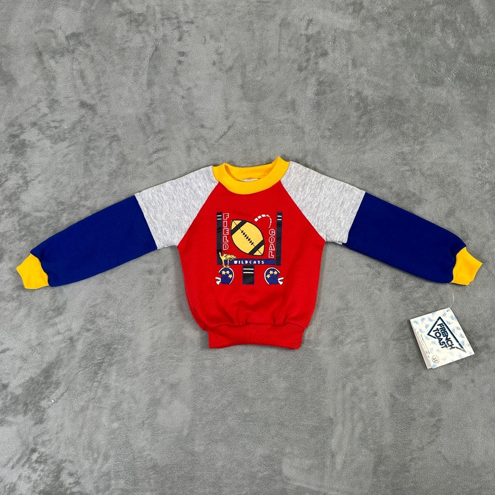 Vintage French Toast 3T Sweatshirt NWT Colorblock Football Wildcats Red Blue